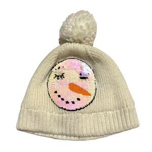 N'ice Caps Flippable Sequin Snowman Pom Pom Stocking Cap Girls S Small